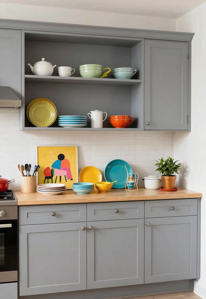 16 Grey Cabinets Kitchen 2026 Trending Ideas With Modern Elegance - 14. Grey Cabinets with Bright Accessories 1