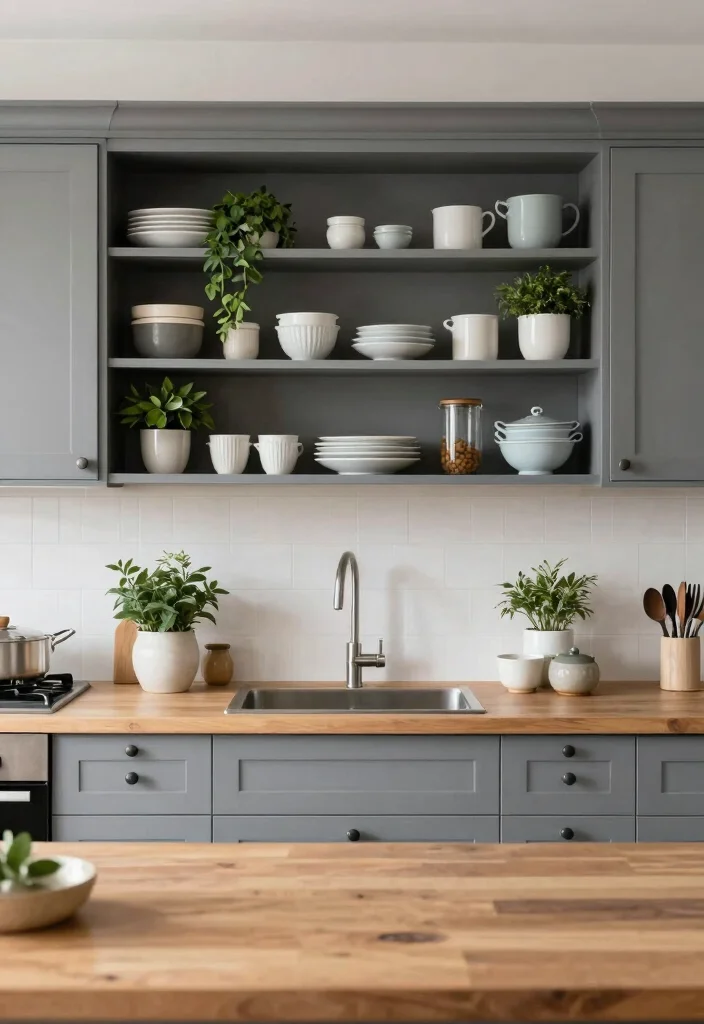 16 Grey Cabinets Kitchen 2026 Trending Ideas With Modern Elegance - 5. Grey Cabinets with Open Shelving 1