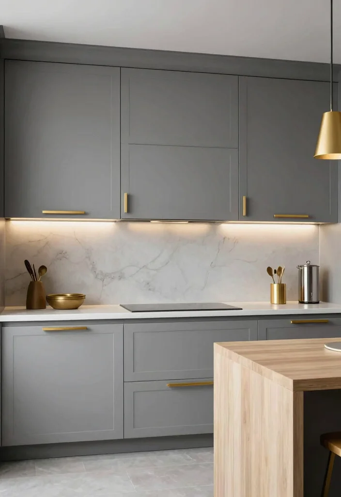 16 Grey Cabinets Kitchen 2026 Trending Ideas With Modern Elegance - 6. Grey Cabinets with Gold Accents 1