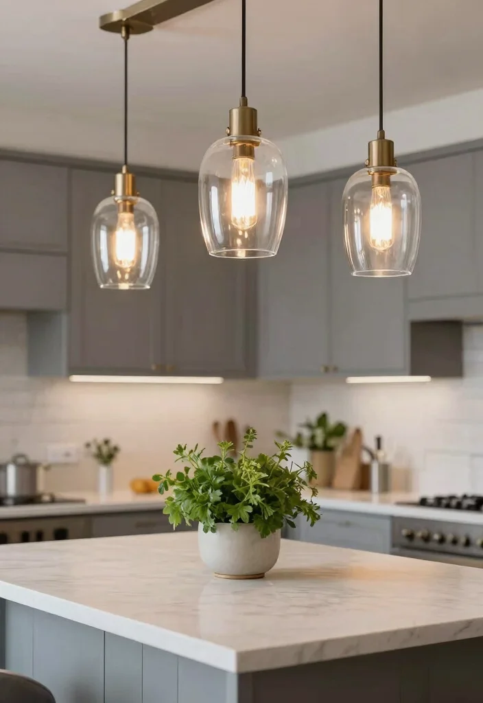 16 Kitchen Lighting Over Island Ideas With Statement Glow - 10. Pendant Lights with Glass Shades 1