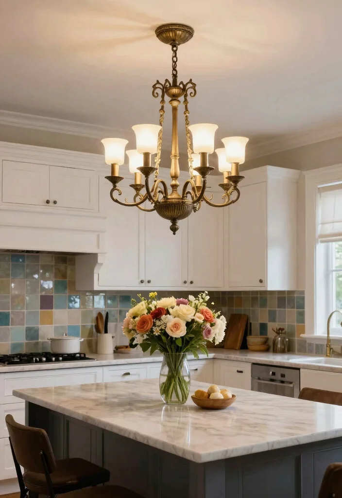 16 Kitchen Lighting Over Island Ideas With Statement Glow - 11. Multi-Arm Chandelier 1