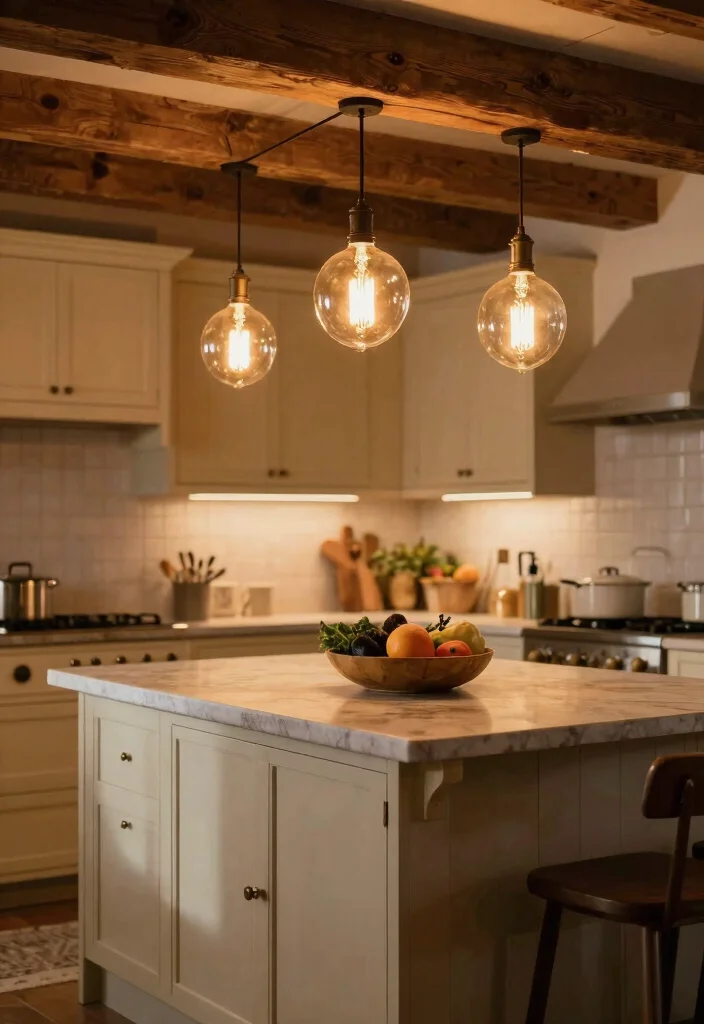 16 Kitchen Lighting Over Island Ideas With Statement Glow - 9. Vintage-Style Edison Bulbs in Clear Domes 1