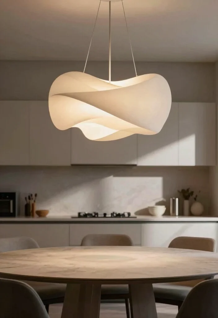 16 Light Above Kitchen Table Ideas With Warm Glow - 11. Artistic Sculptural Lights 1