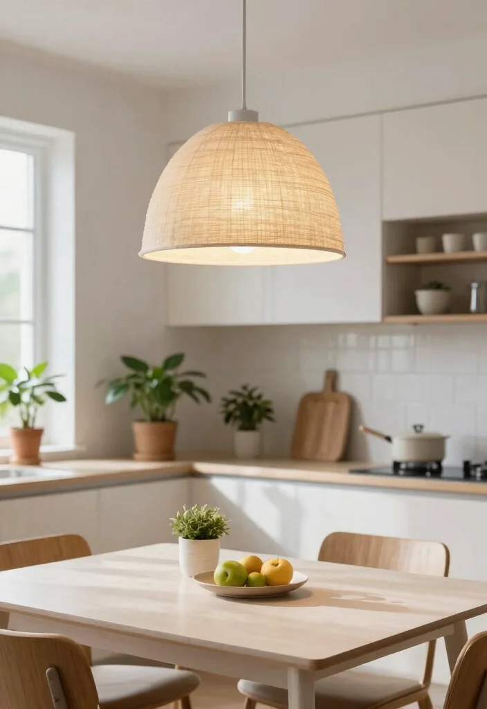 16 Light Above Kitchen Table Ideas With Warm Glow - 4. Natural Fiber Shade Fixtures 1