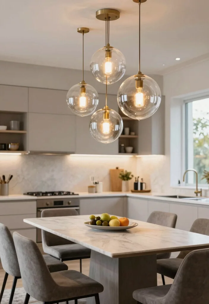 16 Light Above Kitchen Table Ideas With Warm Glow - 5. Glass Globe Fixtures 1