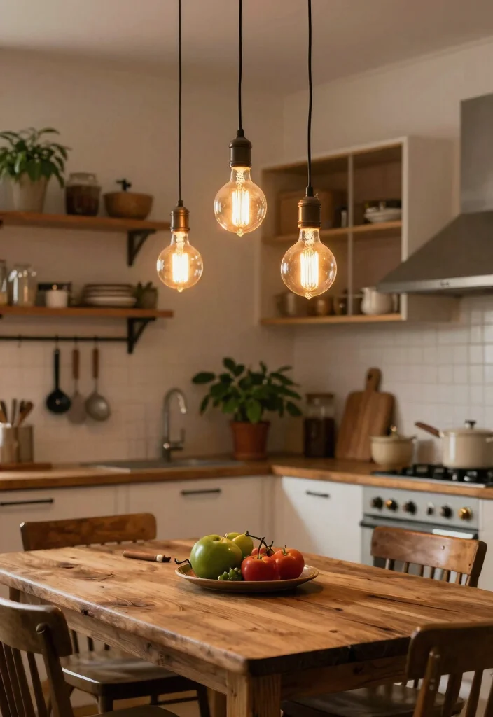 16 Light Above Kitchen Table Ideas With Warm Glow - 6. Hanging Edison-Style Bulbs 1