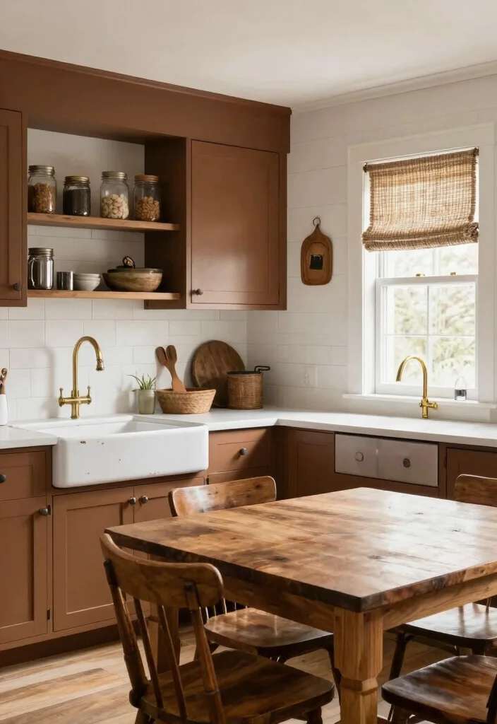 16 Medium Brown Kitchen Cabinets Ideas With Classic Warmth - 1. Timeless Farmhouse Aesthetic 1