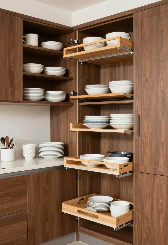 16 Medium Brown Kitchen Cabinets Ideas With Classic Warmth - 11. Smart Storage Solutions 1