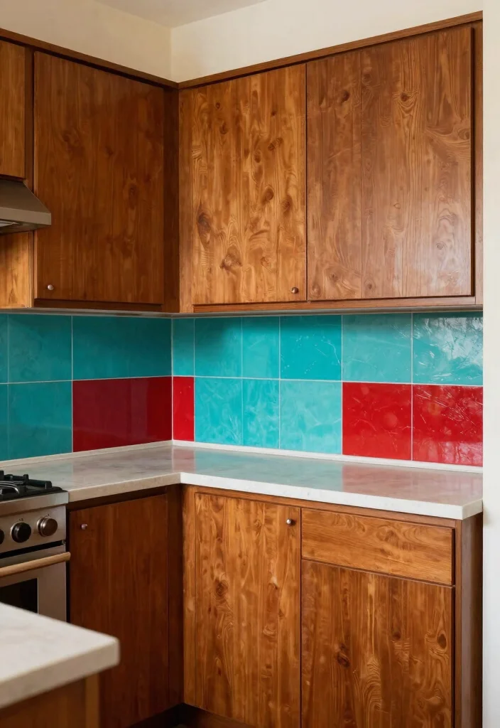 16 Medium Brown Kitchen Cabinets Ideas With Classic Warmth - 14. Colorful Backsplashes 1
