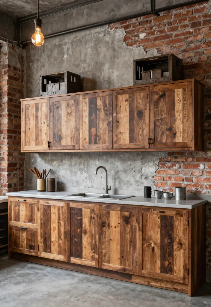 16 Medium Brown Kitchen Cabinets Ideas With Classic Warmth - 4. Rustic Industrial Fusion 1