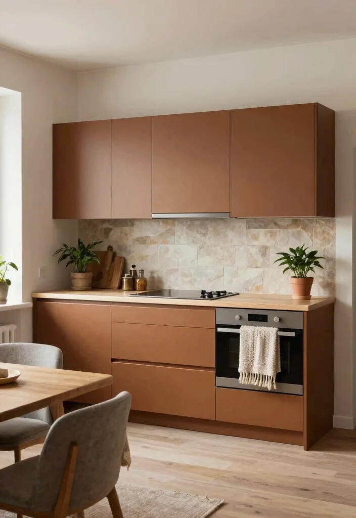 16 Medium Brown Kitchen Cabinets Ideas With Classic Warmth - 5. Warm Scandinavian Minimalism 1