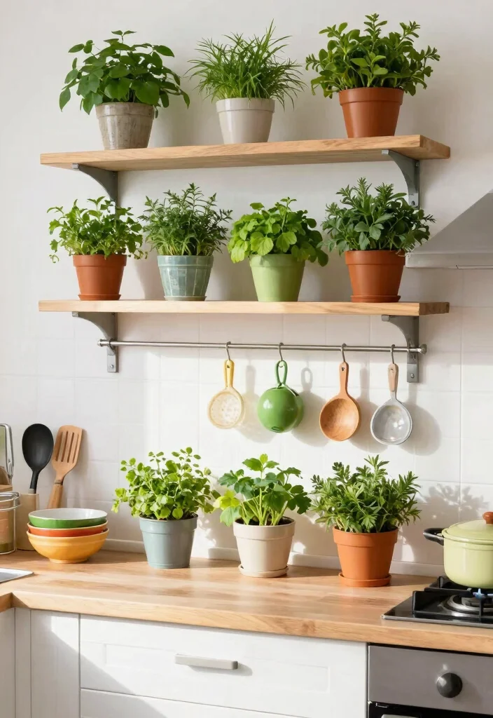 16 Open Cabinets in Kitchen Ideas With Airy Display 14 16 Open Cabinets in Kitchen Ideas With Airy Display - 14. Container Gardens on Open Shelves 1