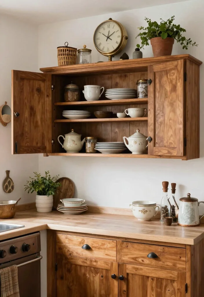 16 Open Cabinets in Kitchen Ideas With Airy Display 6 16 Open Cabinets in Kitchen Ideas With Airy Display - 6. Vintage Open Cabinet Display 1