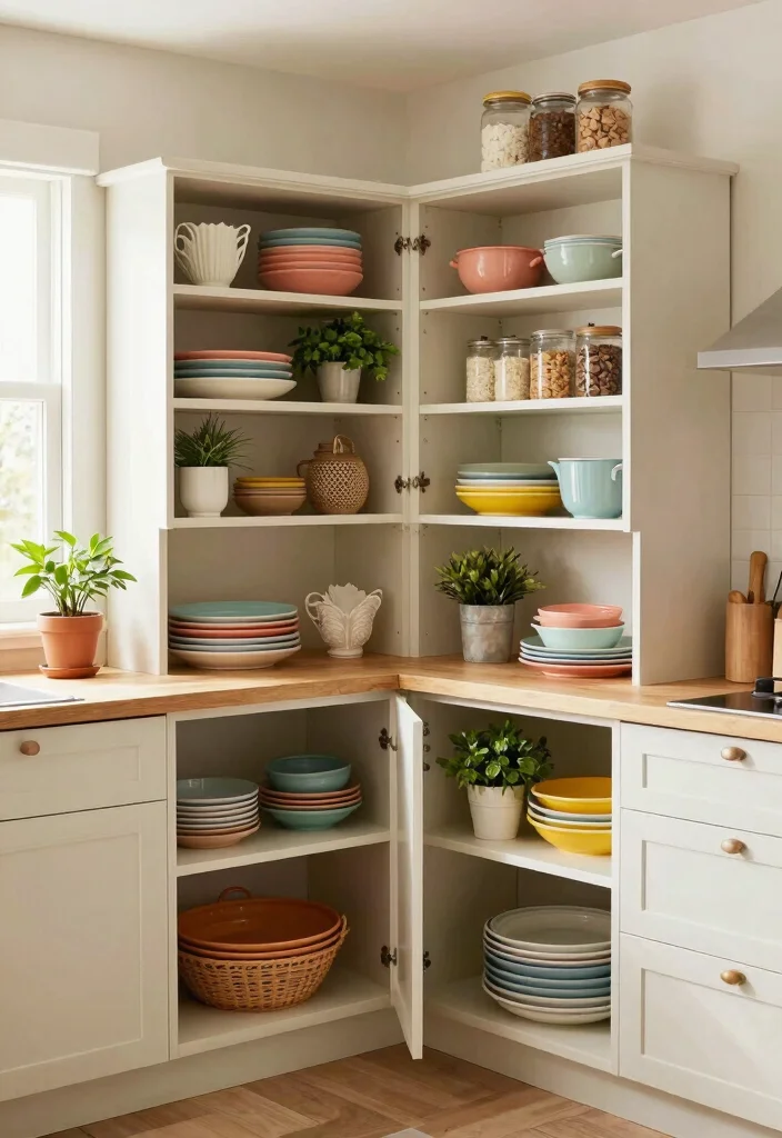 16 Open Cabinets in Kitchen Ideas With Airy Display 7 16 Open Cabinets in Kitchen Ideas With Airy Display - 7. Corner Open Cabinets for Space Efficiency 1