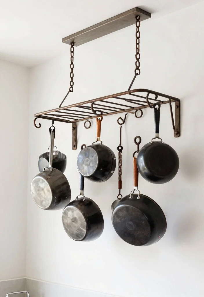 16 Storage Kitchen Ideas That Keep Everything Organized - 11. Hanging Pot Racks 1