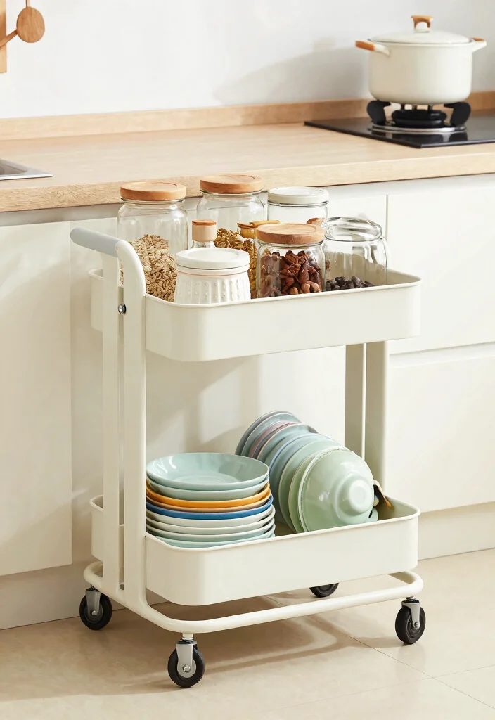 16 Storage Kitchen Ideas That Keep Everything Organized - 6. Rolling Cart Wonders 1