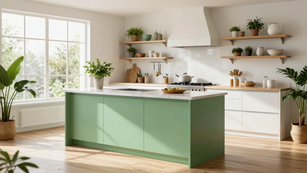 17 Green Kitchen Island White Cabinets Ideas With Trendy Balance