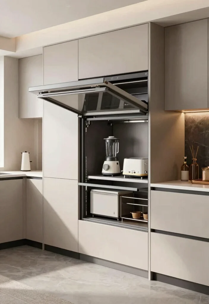 17 Kitchen Appliance Cabinet Ideas That Conceal & Simplify - 1. Sleek Appliance Garages 1
