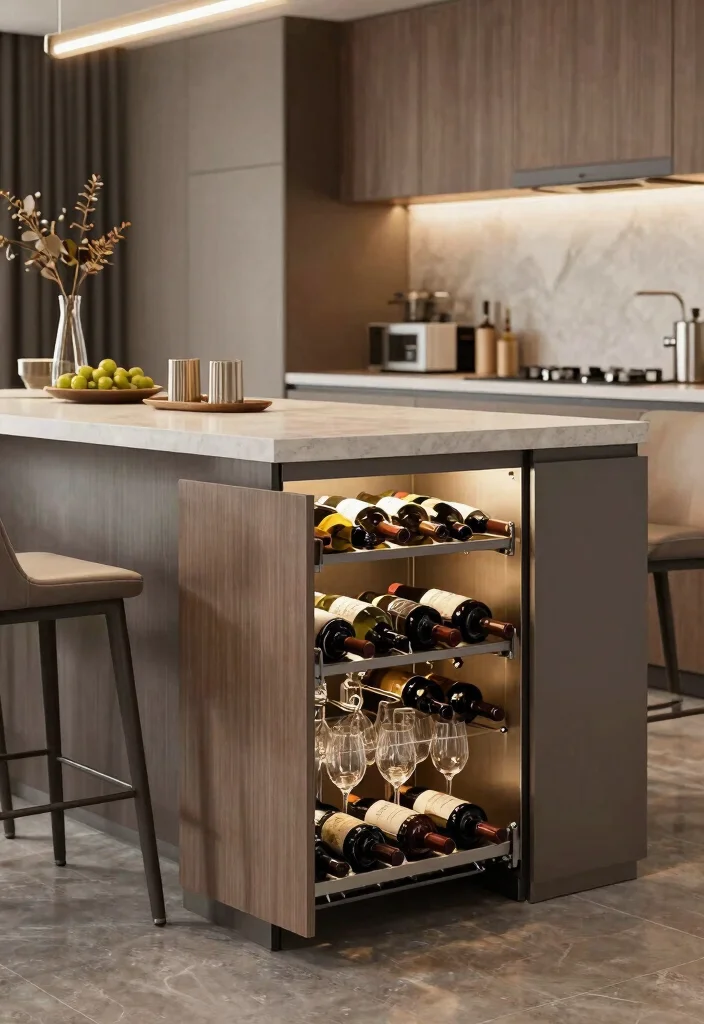 17 Kitchen Appliance Cabinet Ideas That Conceal & Simplify - 3. Hidden Wine Racks 1