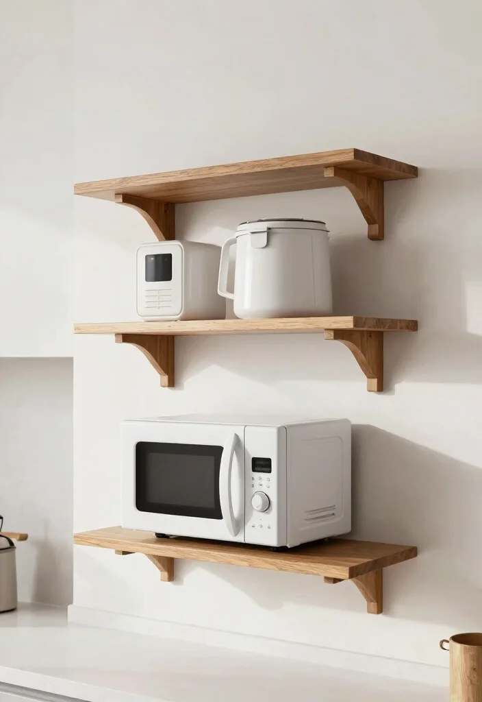 17 Kitchen Appliance Cabinet Ideas That Conceal & Simplify - 5. Floating Appliance Shelves 1