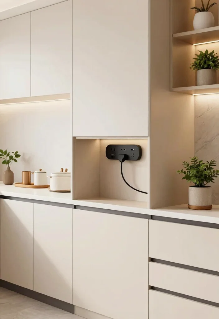 17 Kitchen Appliance Cabinet Ideas That Conceal & Simplify - 9. Cabinetry with Built-in Charging Stations 1