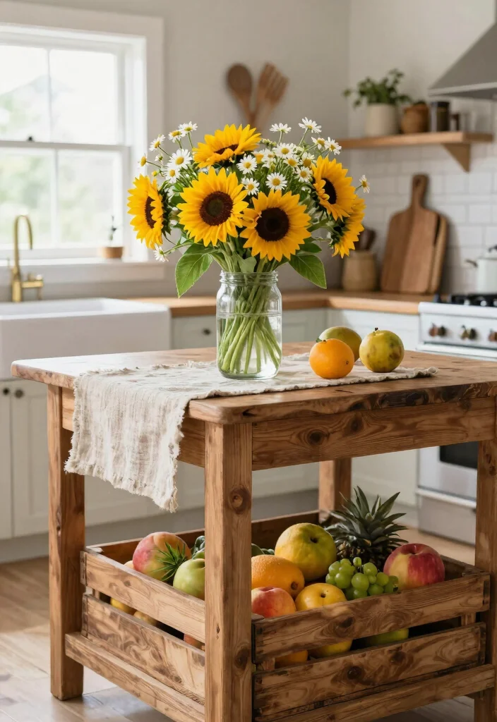 17 Kitchen Island Centerpiece Ideas That Elevate Everyday Style 1 17 Kitchen Island Centerpiece Ideas That Elevate Everyday Style - 1. Fresh Flower Arrangement 1