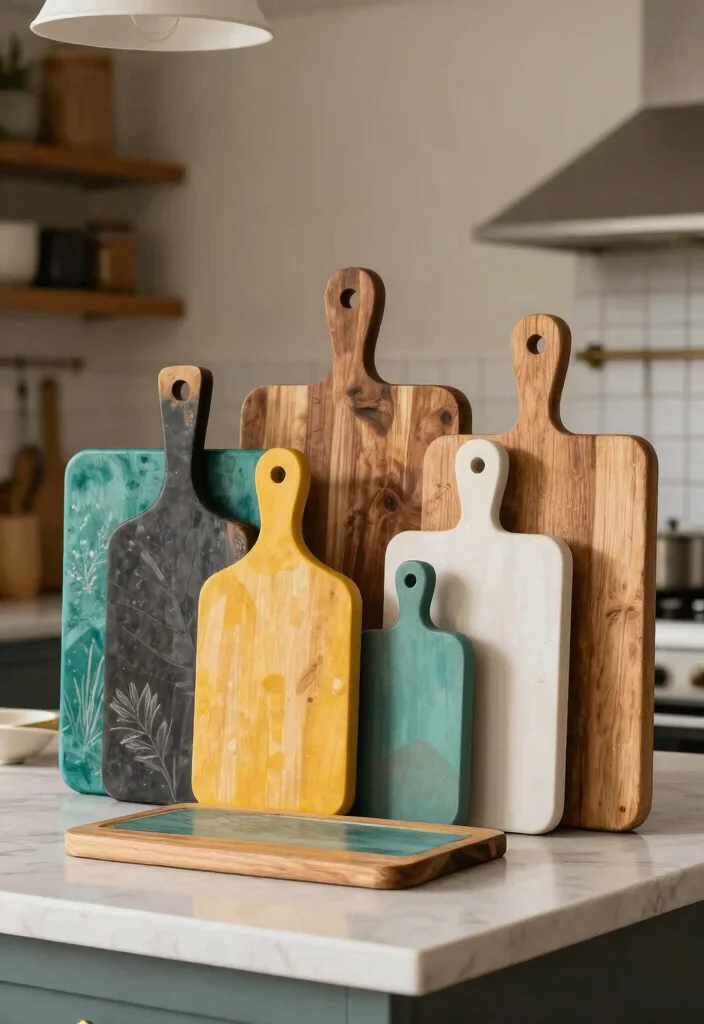 17 Kitchen Island Centerpiece Ideas That Elevate Everyday Style 10 17 Kitchen Island Centerpiece Ideas That Elevate Everyday Style - 10. Colorful Cutting Board Art 1