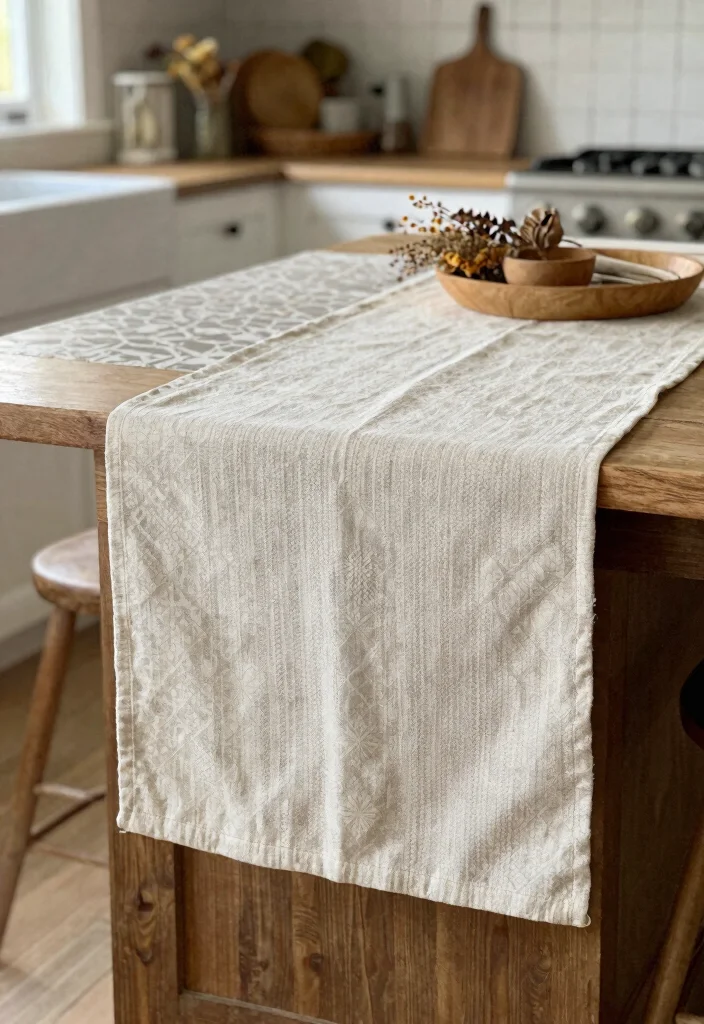 17 Kitchen Island Centerpiece Ideas That Elevate Everyday Style 16 17 Kitchen Island Centerpiece Ideas That Elevate Everyday Style - 16. Layered Fabrics and Textures 1