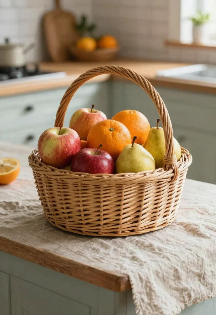 17 Kitchen Island Centerpiece Ideas That Elevate Everyday Style 6 17 Kitchen Island Centerpiece Ideas That Elevate Everyday Style - 6. Charming Fruit Basket 1