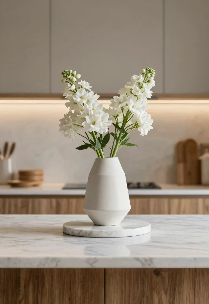 17 Kitchen Island Centerpiece Ideas That Elevate Everyday Style 9 17 Kitchen Island Centerpiece Ideas That Elevate Everyday Style - 9. Minimalist Modern Centerpiece 1