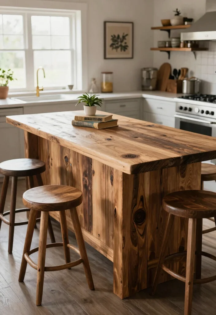 17 Kitchen Island Ideas With Seating That Bring Everyone Together - 7. The Vintage Reclaimed Wood Island 1