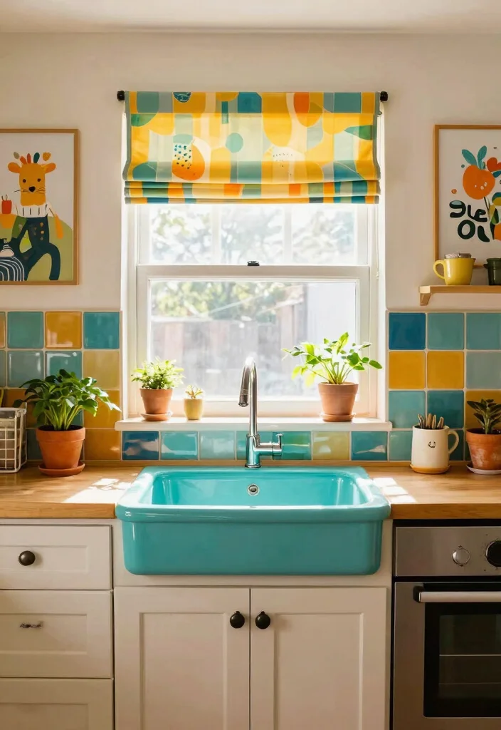 17 Kitchen Sink With Window Ideas That Feel Bright & Airy 3 17 Kitchen Sink With Window Ideas That Feel Bright & Airy - 3. Vibrant Color Pop 1