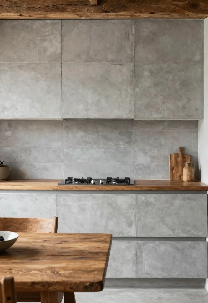 17 Kitchen Wall Tiles Backsplash Ideas With Stylish Detail - 11. Minimalist Concrete Tiles 1