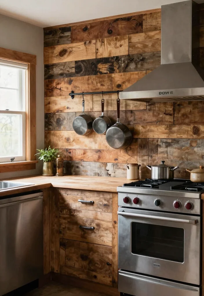 17 Kitchen Wall Tiles Backsplash Ideas With Stylish Detail - 2. Reclaimed Wood Planks 1