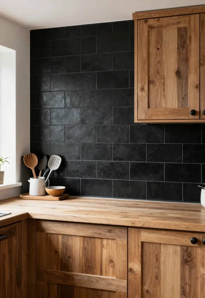 17 Kitchen Wall Tiles Backsplash Ideas With Stylish Detail - 8. Bold Black Tiles 1