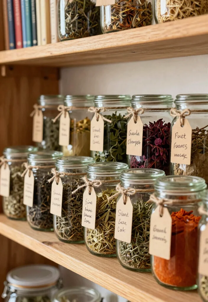 17 Kitchen Witch Decor Ideas With Cozy Mystical Charm 1 17 Kitchen Witch Decor Ideas With Cozy Mystical Charm - 1. Herb Jar Display 1