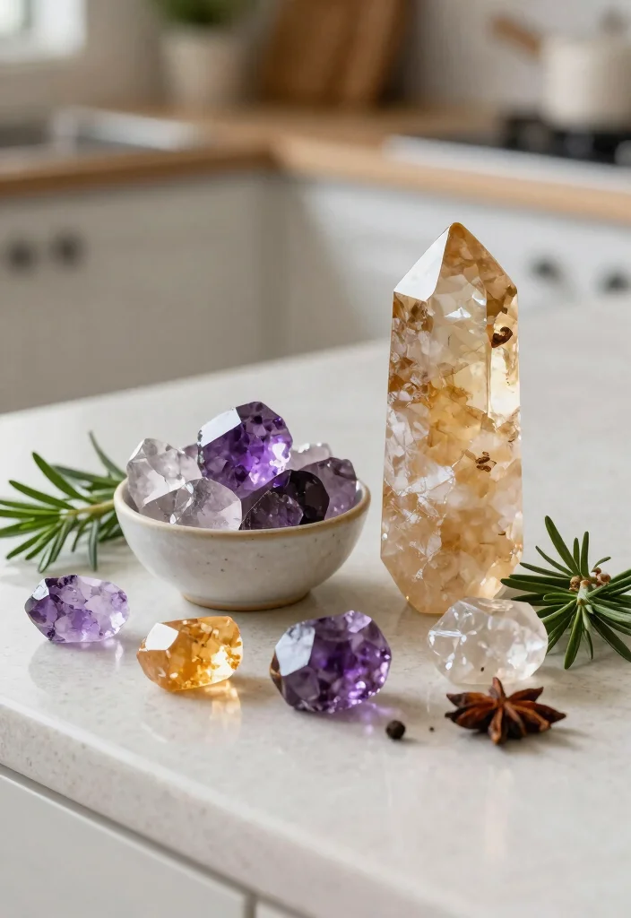 17 Kitchen Witch Decor Ideas With Cozy Mystical Charm 10 17 Kitchen Witch Decor Ideas With Cozy Mystical Charm - 10. Crystal Accents 1