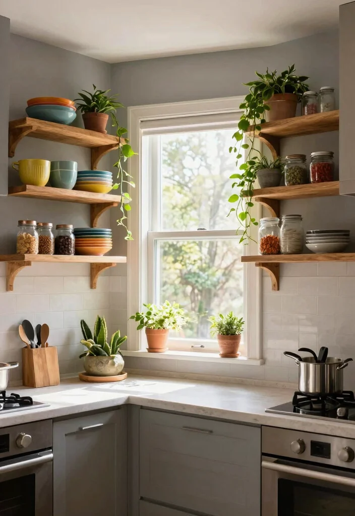 17 Kitchen With Bay Window Layout Ideas That Feel Spacious 2 17 Kitchen With Bay Window Layout Ideas That Feel Spacious - 2. Open Shelving with a View 1