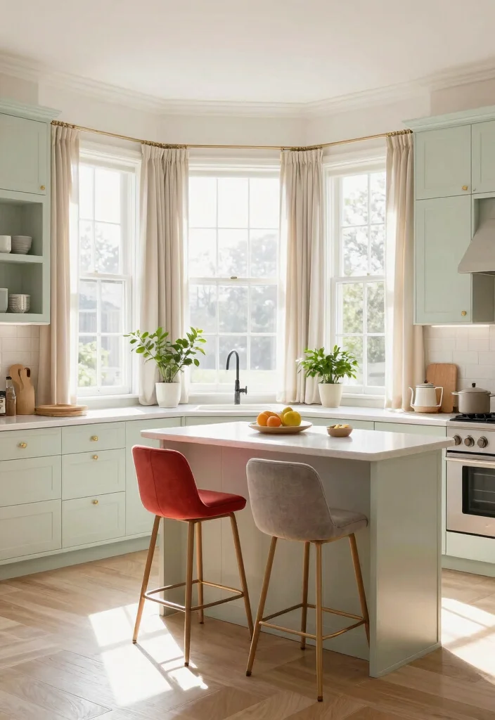 17 Kitchen With Bay Window Layout Ideas That Feel Spacious 5 17 Kitchen With Bay Window Layout Ideas That Feel Spacious - 5. Dynamic Color Coordination 1