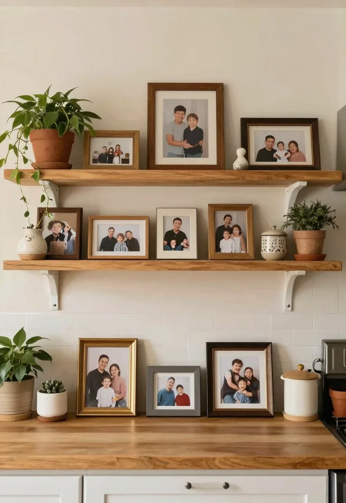 17 Shelf Decor Kitchen Ideas That Look Effortlessly Styled 16 17 Shelf Decor Kitchen Ideas That Look Effortlessly Styled - 16. Family Photos 1