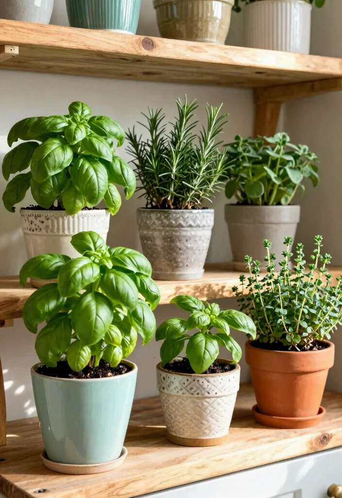 17 Shelf Decor Kitchen Ideas That Look Effortlessly Styled 3 17 Shelf Decor Kitchen Ideas That Look Effortlessly Styled - 3. Potted Herbs 1