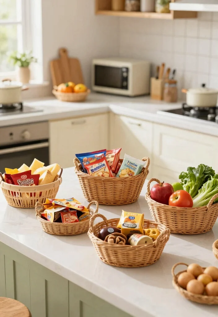 17 Small Kitchen Counter Organization Ideas That Stay Tidy - 9. Baskets for Quick Access 1