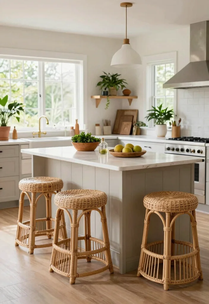 17 Stools for Kitchen Island 2026 Trending Ideas That Blend Comfort & Style 11 17 Stools for Kitchen Island 2026 Trending Ideas That Blend Comfort & Style - 11. Eco-Conscious Rattan Stools 1