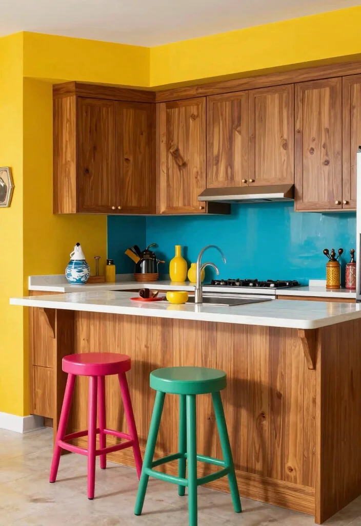 17 Teak Kitchen Cabinets Ideas With Natural Luxury 10 17 Teak Kitchen Cabinets Ideas With Natural Luxury - 10. Teak Cabinetry with Bold Colors 1