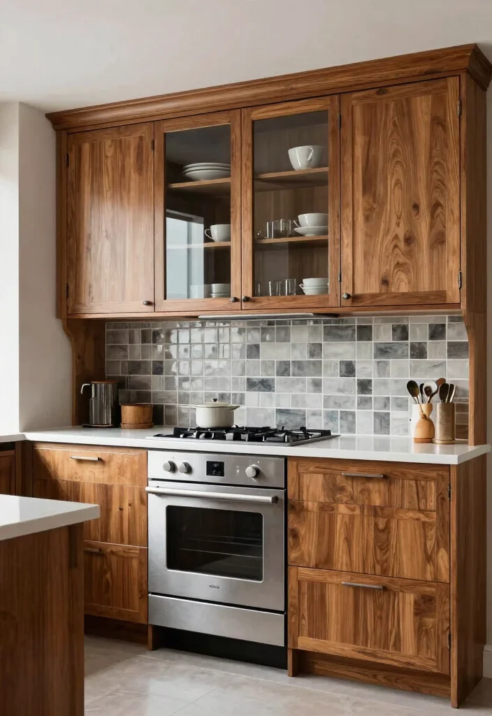 17 Teak Kitchen Cabinets Ideas With Natural Luxury 4 17 Teak Kitchen Cabinets Ideas With Natural Luxury - 4. Contemporary Teak & Glass 1