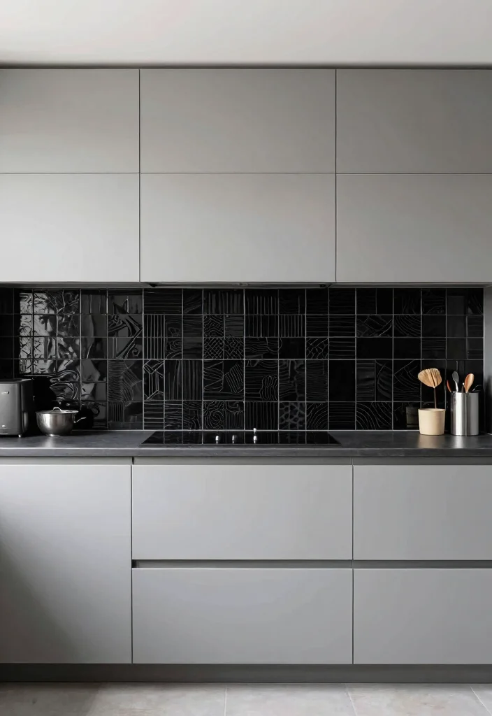 18 Black Tile Backsplash Kitchen Ideas With Dramatic Style - 14. Bold Black Patterns 1