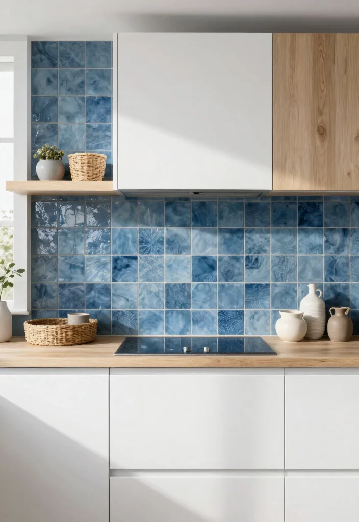18 Blue Tile Backsplash Kitchen Ideas That Pop Beautifully 10 18 Blue Tile Backsplash Kitchen Ideas That Pop Beautifully - 10. Textured Blue Tiles 1