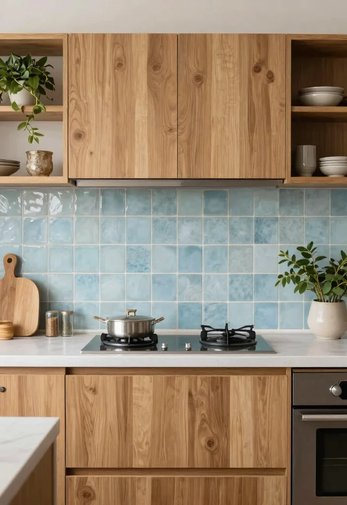 18 Blue Tile Backsplash Kitchen Ideas That Pop Beautifully 11 18 Blue Tile Backsplash Kitchen Ideas That Pop Beautifully - 11. Light Blue Cement Tiles 1
