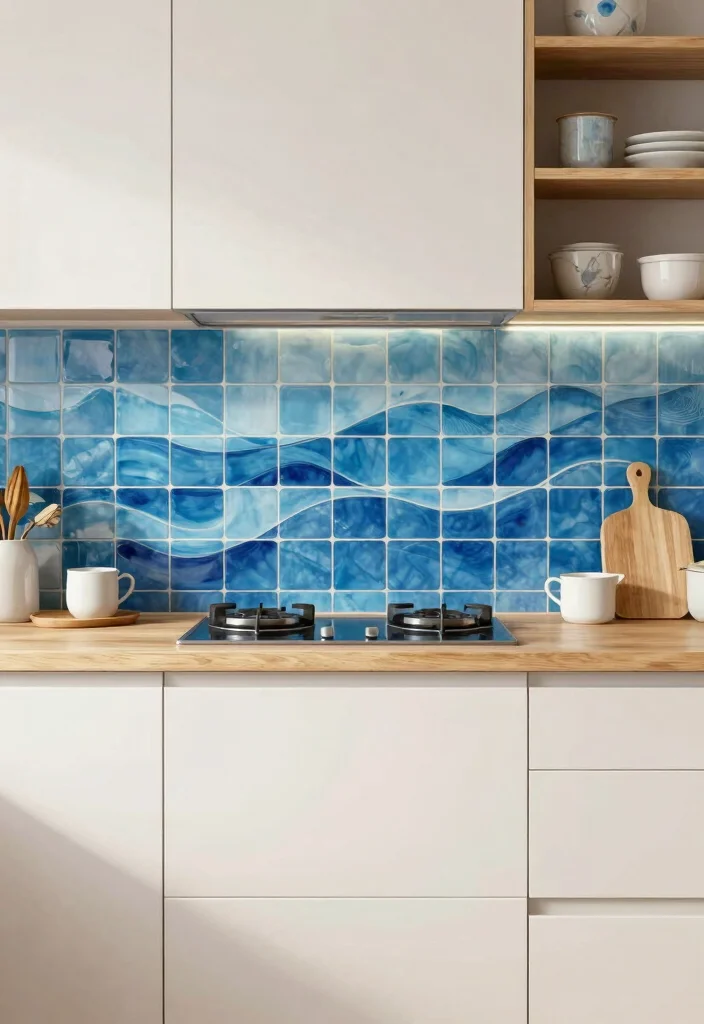 18 Blue Tile Backsplash Kitchen Ideas That Pop Beautifully 17 18 Blue Tile Backsplash Kitchen Ideas That Pop Beautifully - 17. Wavy Blue Tiles 1