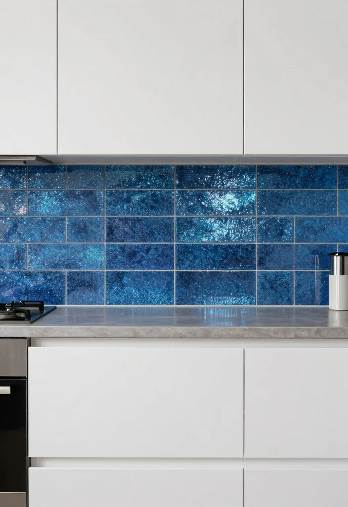 18 Blue Tile Backsplash Kitchen Ideas That Pop Beautifully 18 18 Blue Tile Backsplash Kitchen Ideas That Pop Beautifully - 18. Blue Glitter Tiles 1